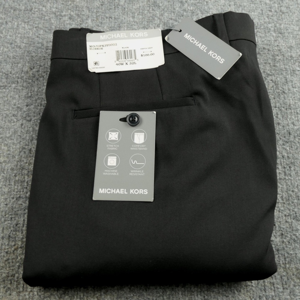 Michael Kors Dress Pants Mens 40x32 Monroe Black Stretch Formal Professional